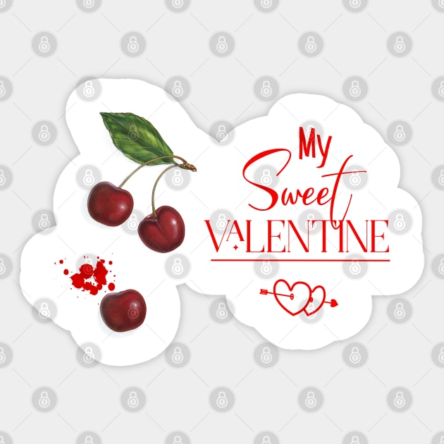 Sweet Valentine with Cherry Fruit Sticker by Biophilia